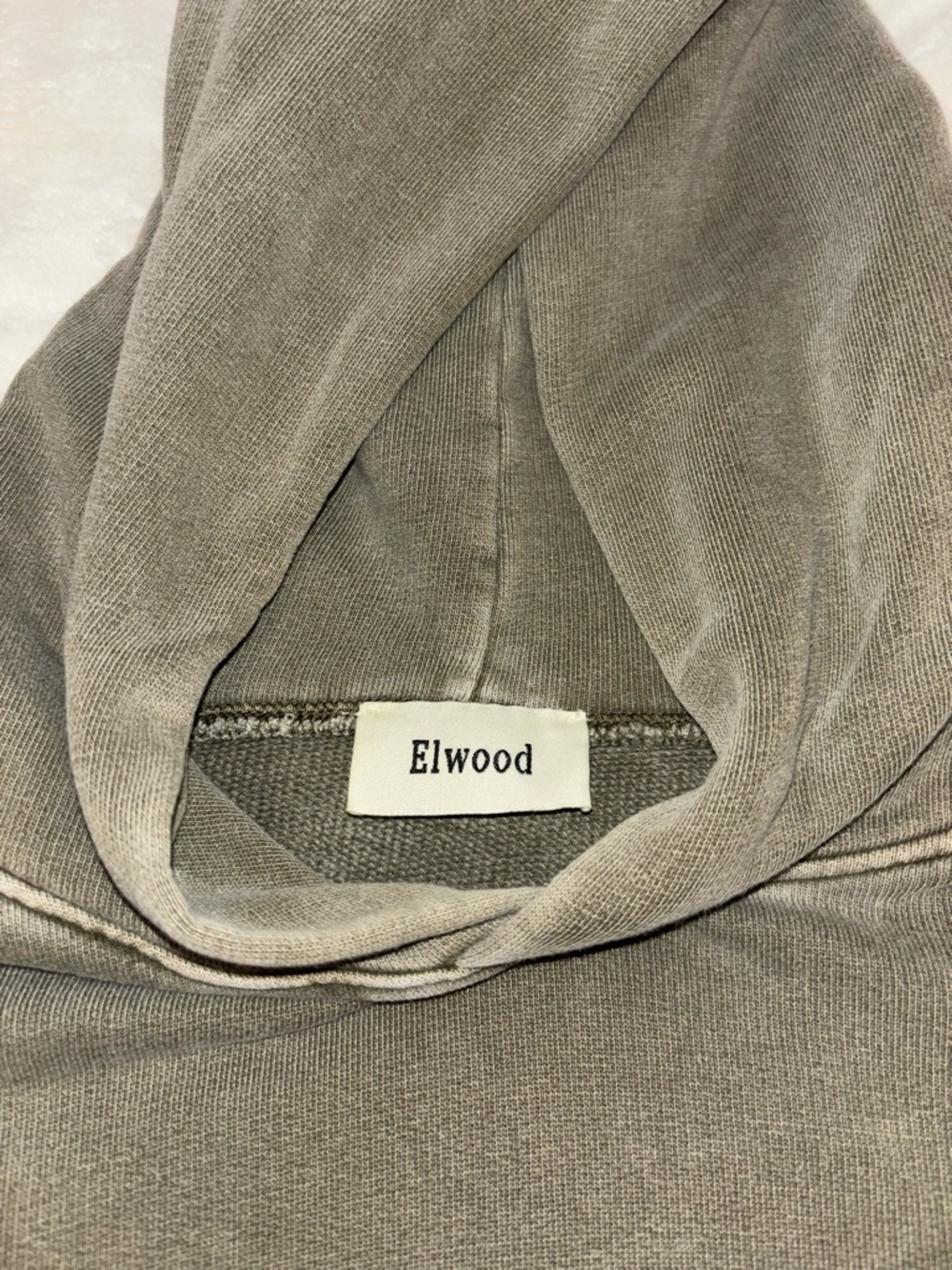 Elwood Washed Olive Pullover Hoodie - Picture 2 of 3